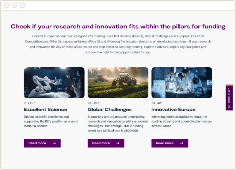 Screenshot of an Innovate UK process screen.