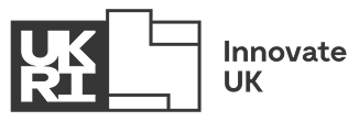 UKRI Innovate Logo, including an icon made up of different size rectangles