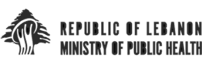 Logo of Republic of Lebanon, Ministry of public health, Shown in off-black