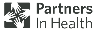 Logo for Partners In Health, depicting four interlocking hands forming a square next to the organization's name.