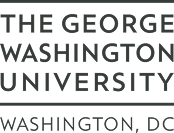 Logo for The George Washington University, with the university name in block text followed by 
