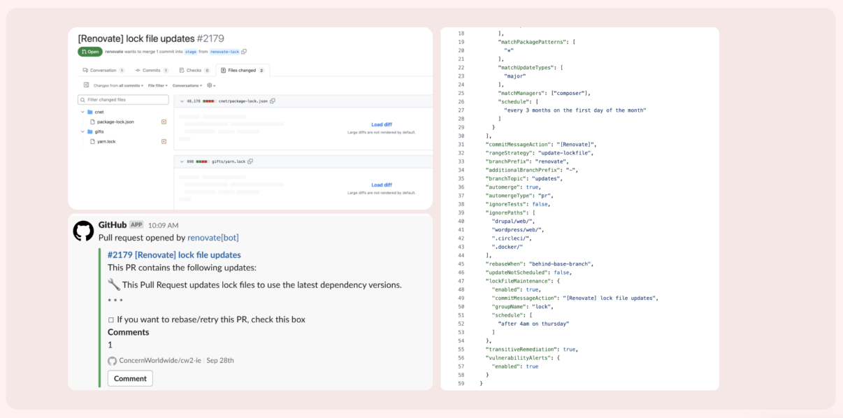Screengrabs of Renovate.