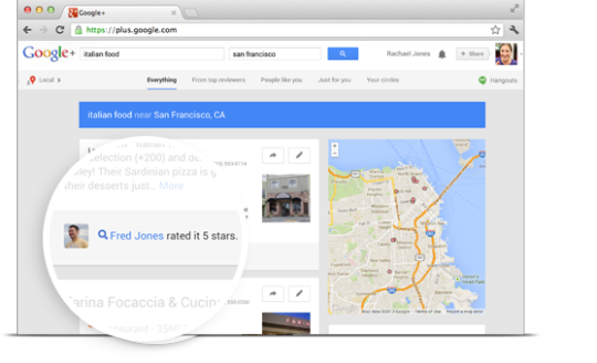 Google Maps ratings example