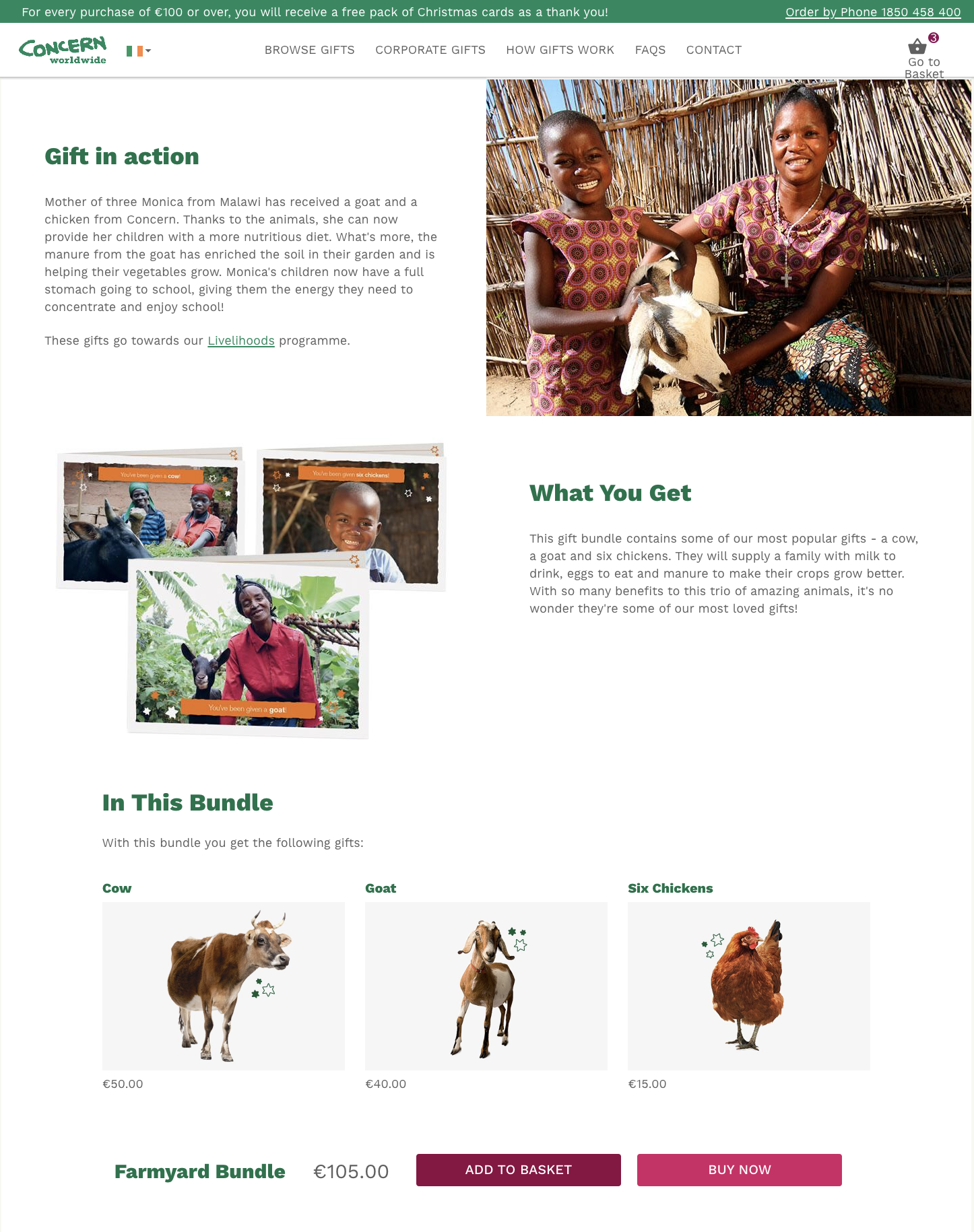 2 column page layout, desktop, Farmyard Bundle product detail page