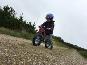 Morten's son adapting to riding a bike