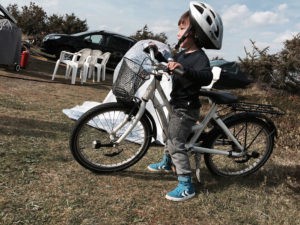 Morten's son on a bike without stabilisers