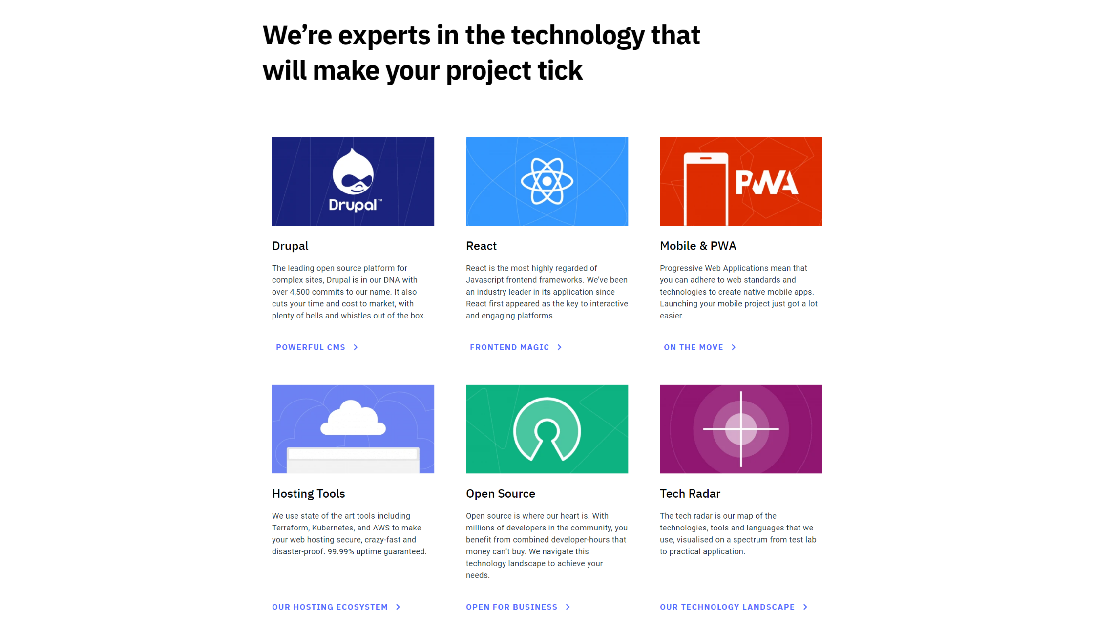 Technologies page screenshot