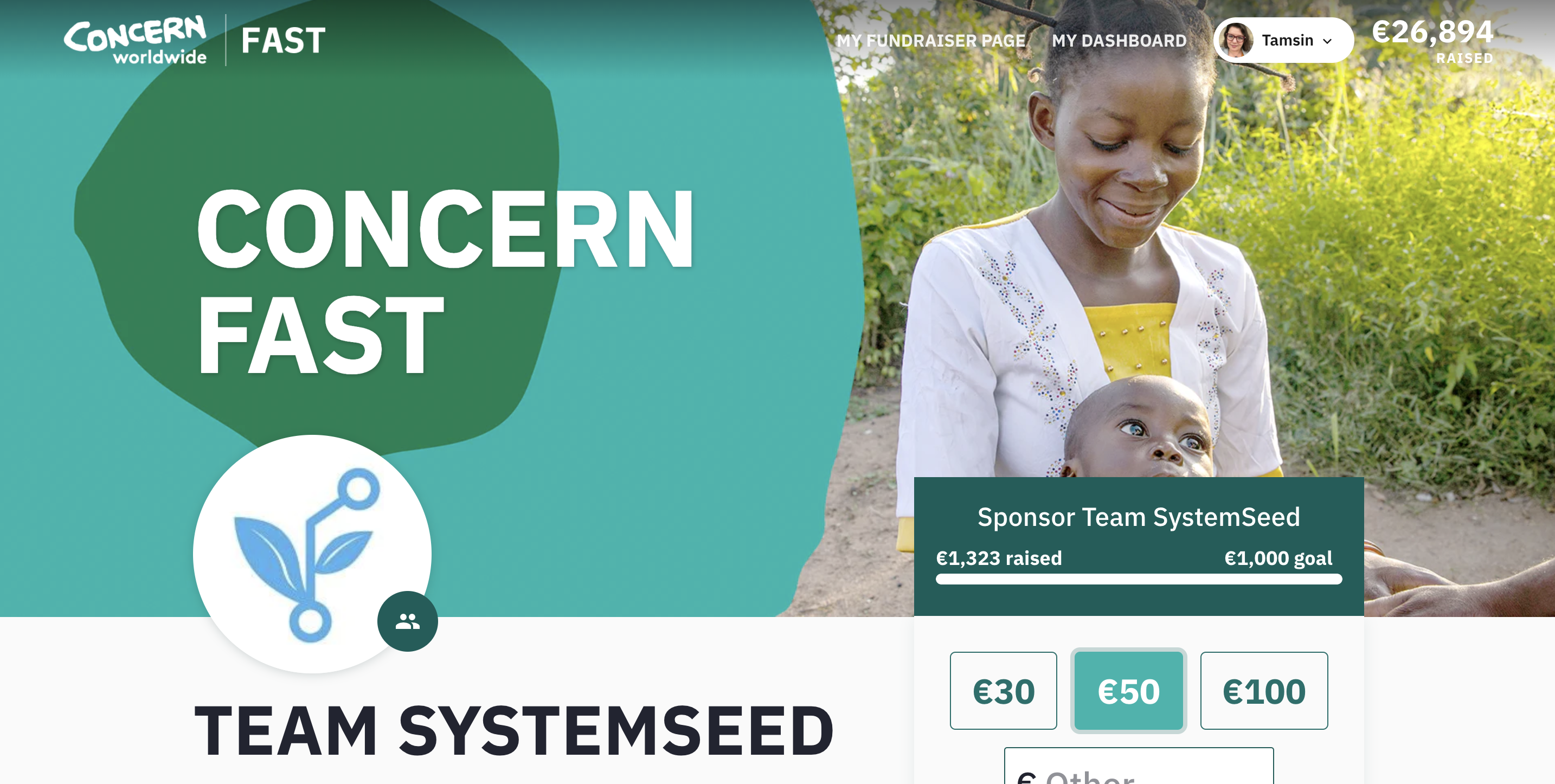 Team SystemSeed page for Concern Worldwide Fast