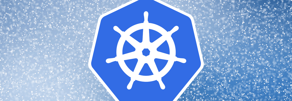 Kubernetes logo on starry background