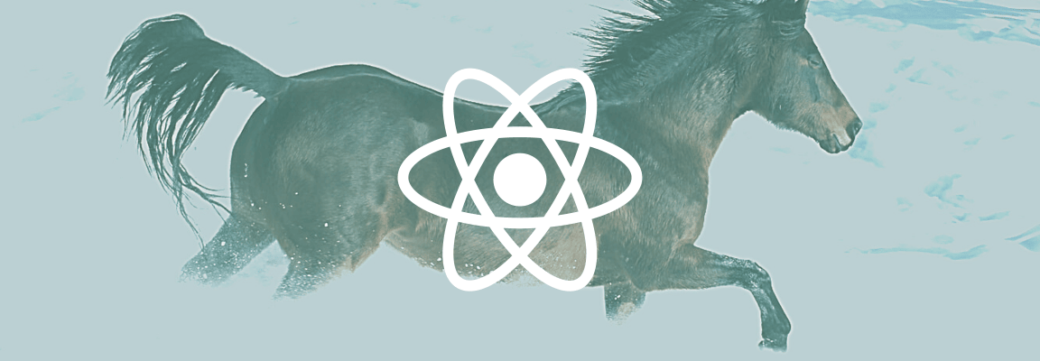 Part 3 - React Performance Optimization Horse running through the snow with React logo overlay