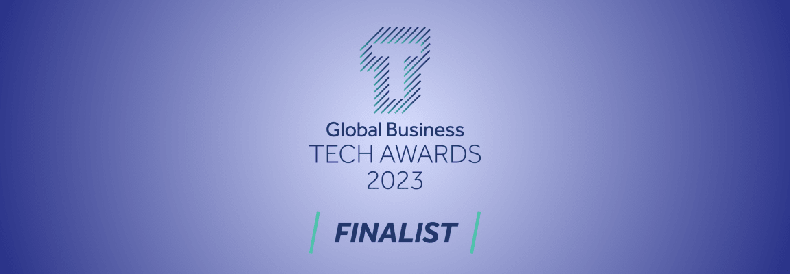 Global Business Tech Awards logo on blue background