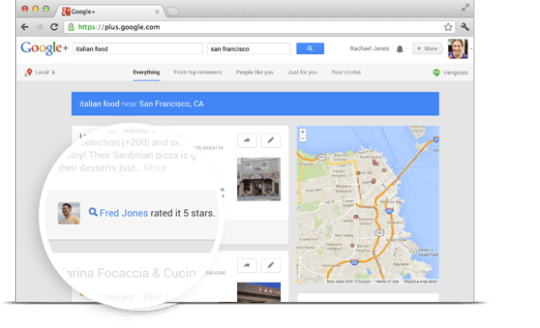Google Maps ratings example