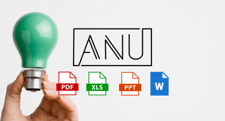 ANU.Community logo with file type icons