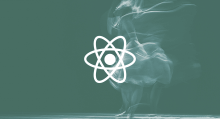 React performance article header - part two. Image of dancer with React logo on top