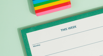 Colourful weekly planner and rainbow eraser
