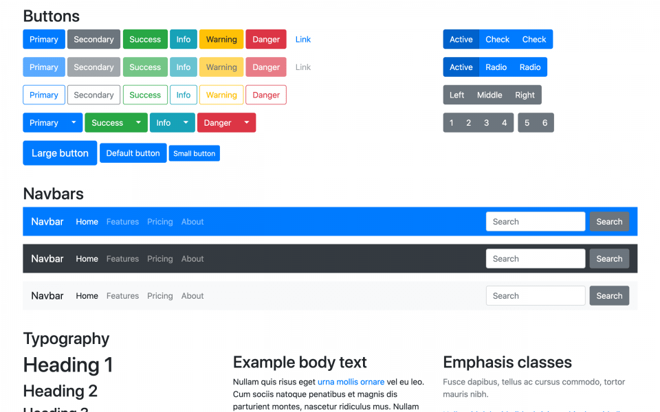 Bootstrap buttons and typography